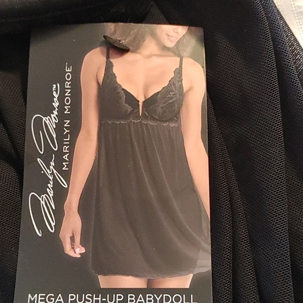 🌻 NEW Marilyn Monroe Mega Push-up Black Babydoll With G-String